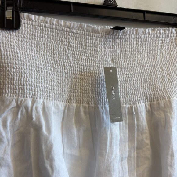 J.Crew Smocked Mini Skirt Womens Elastic Waist 100% Cotton Chambray / 100% Linen - Picture 2 of 5